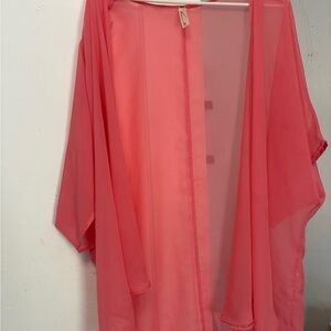Sheer Coral Kimono Cardigan